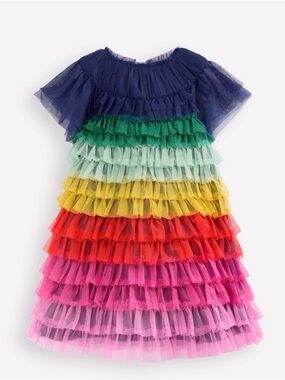 Mini Boden blue tiered tulle dress 3-4T